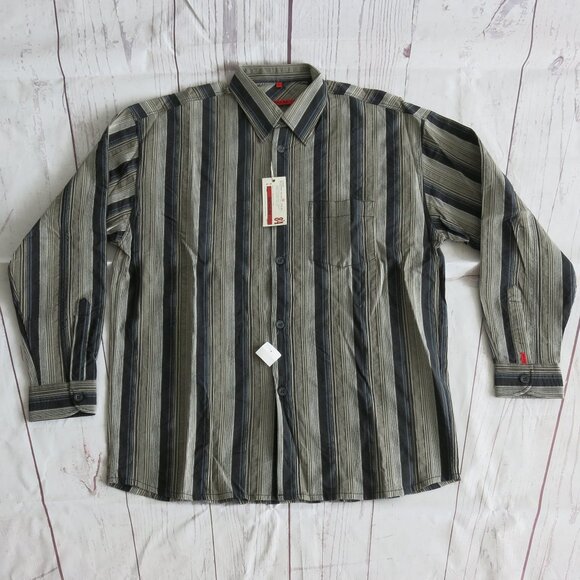 Signum Cotton Blend Multi Color Stripe Button Down Long Sleeve Shirt Size Large - Picture 2 of 9